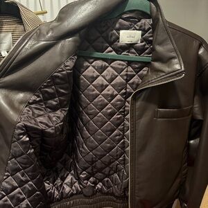 Wilfred Women’s Quilted Lined Leather Jacket - Dark Brown